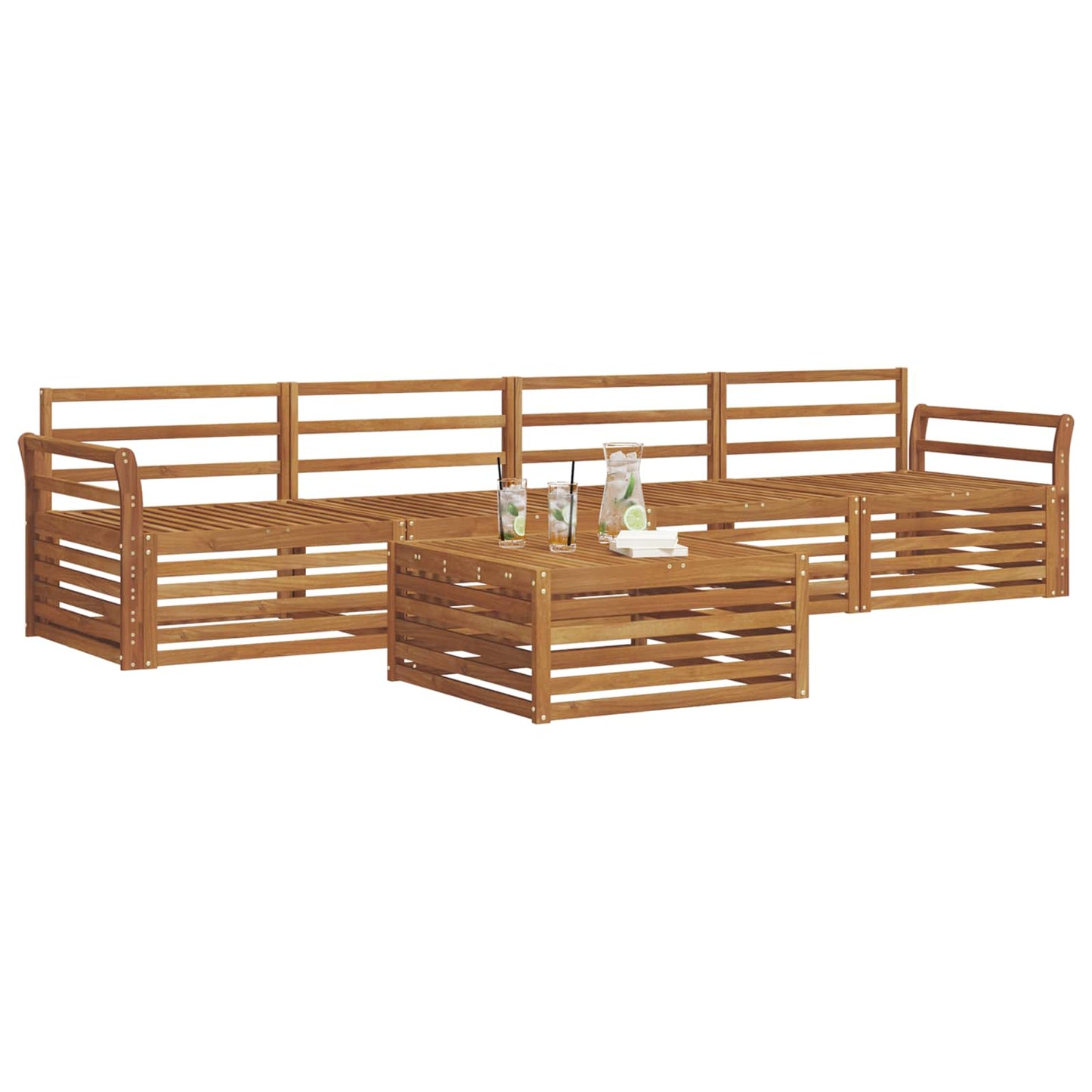vidaXL Σειρά Καναπέ Εξωτερικού 5 pcs Φυσικό
