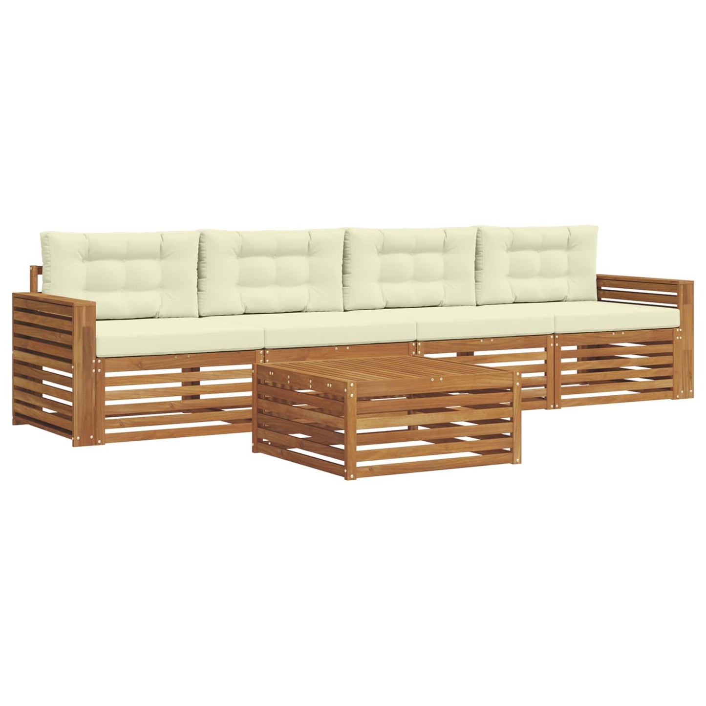 vidaXL Σειρά Καναπέ Εξωτερικού με μαξιλάρι 5 pcs Φυσικό και Κρέμα