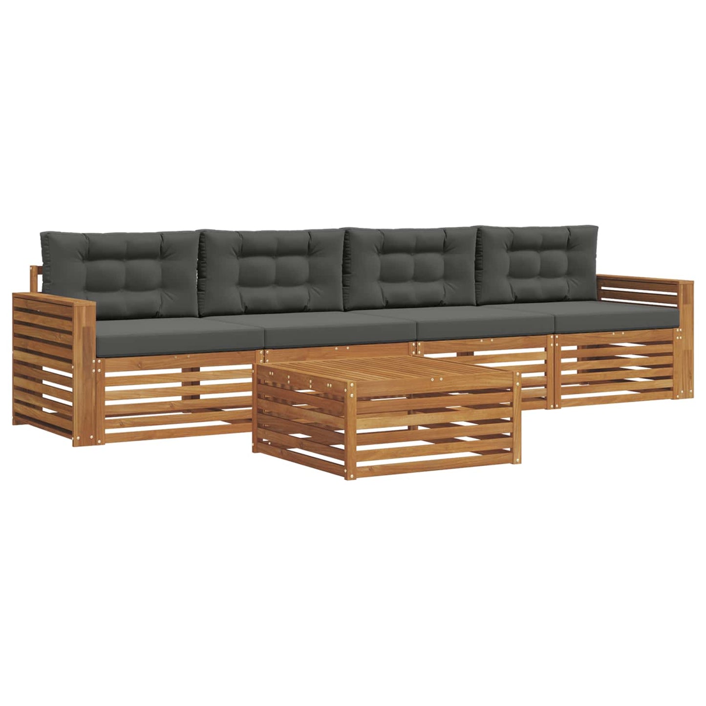 vidaXL Σειρά Καναπέ Εξωτερικού με μαξιλάρι 5 pcs Φυσικό και Ανθρακί