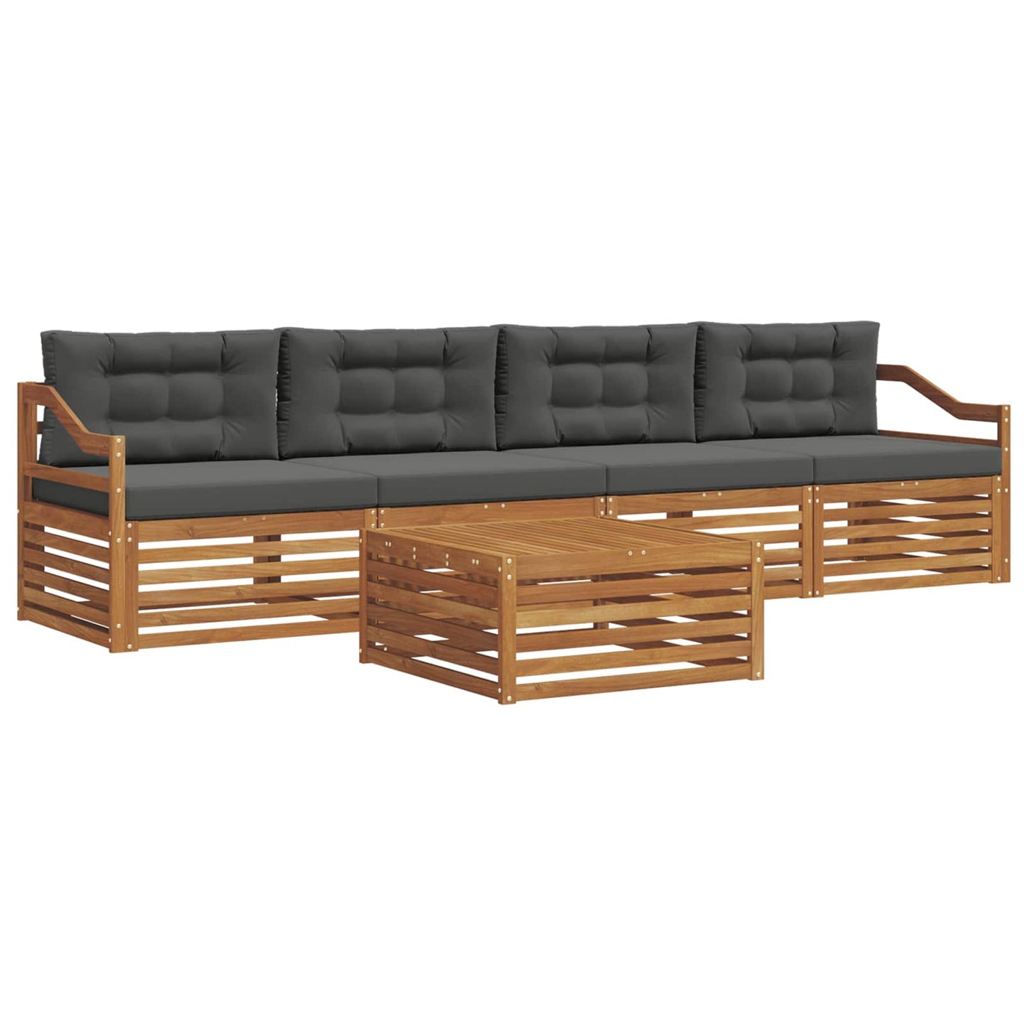 vidaXL Σειρά Καναπέ Εξωτερικού με μαξιλάρι 5 pcs Φυσικό και Ανθρακί