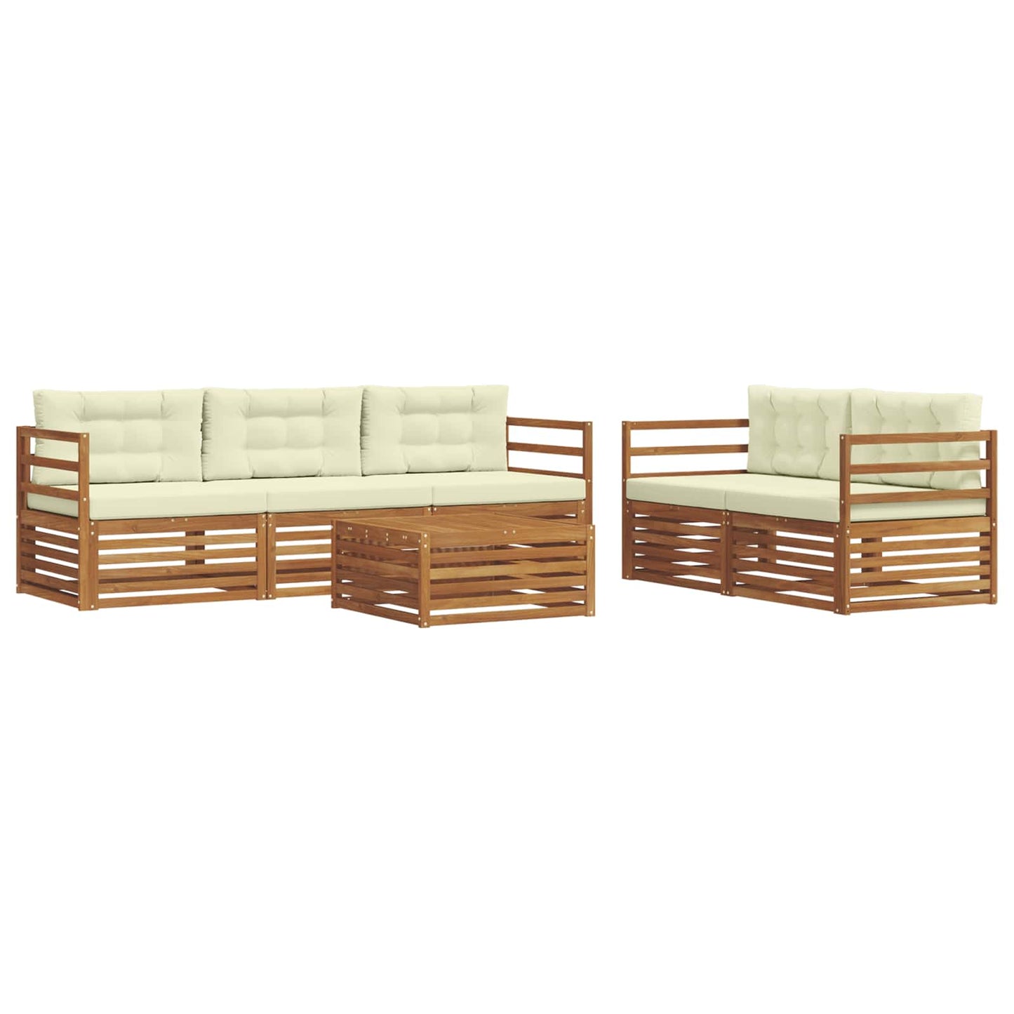 vidaXL Σειρά Καναπέ Εξωτερικού με μαξιλάρι 6 pcs Φυσικό και Κρέμα