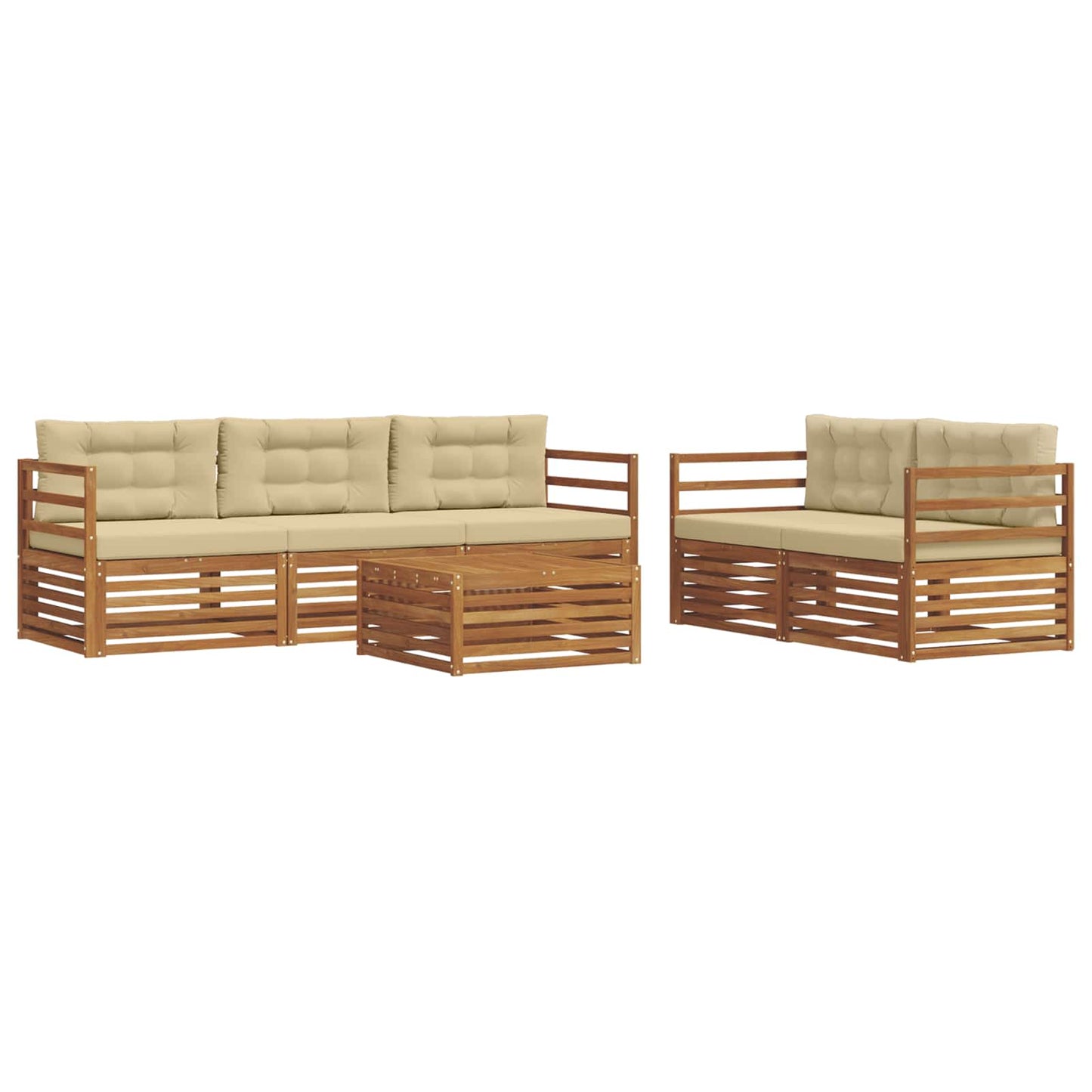 vidaXL Σειρά Καναπέ Εξωτερικού με μαξιλάρι 6 pcs Φυσικό και Μπεζ