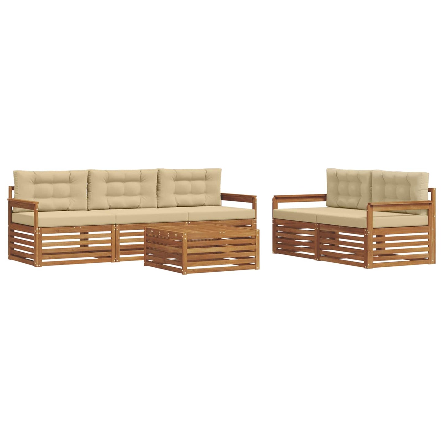 vidaXL Σειρά Καναπέ Εξωτερικού με μαξιλάρι 6 pcs Φυσικό και Μπεζ
