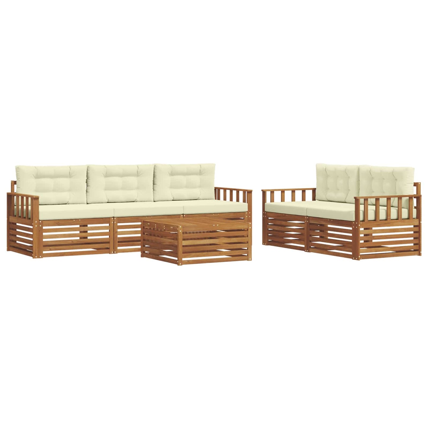 vidaXL Σειρά Καναπέ Εξωτερικού με μαξιλάρι 6 pcs Φυσικό και Κρέμα