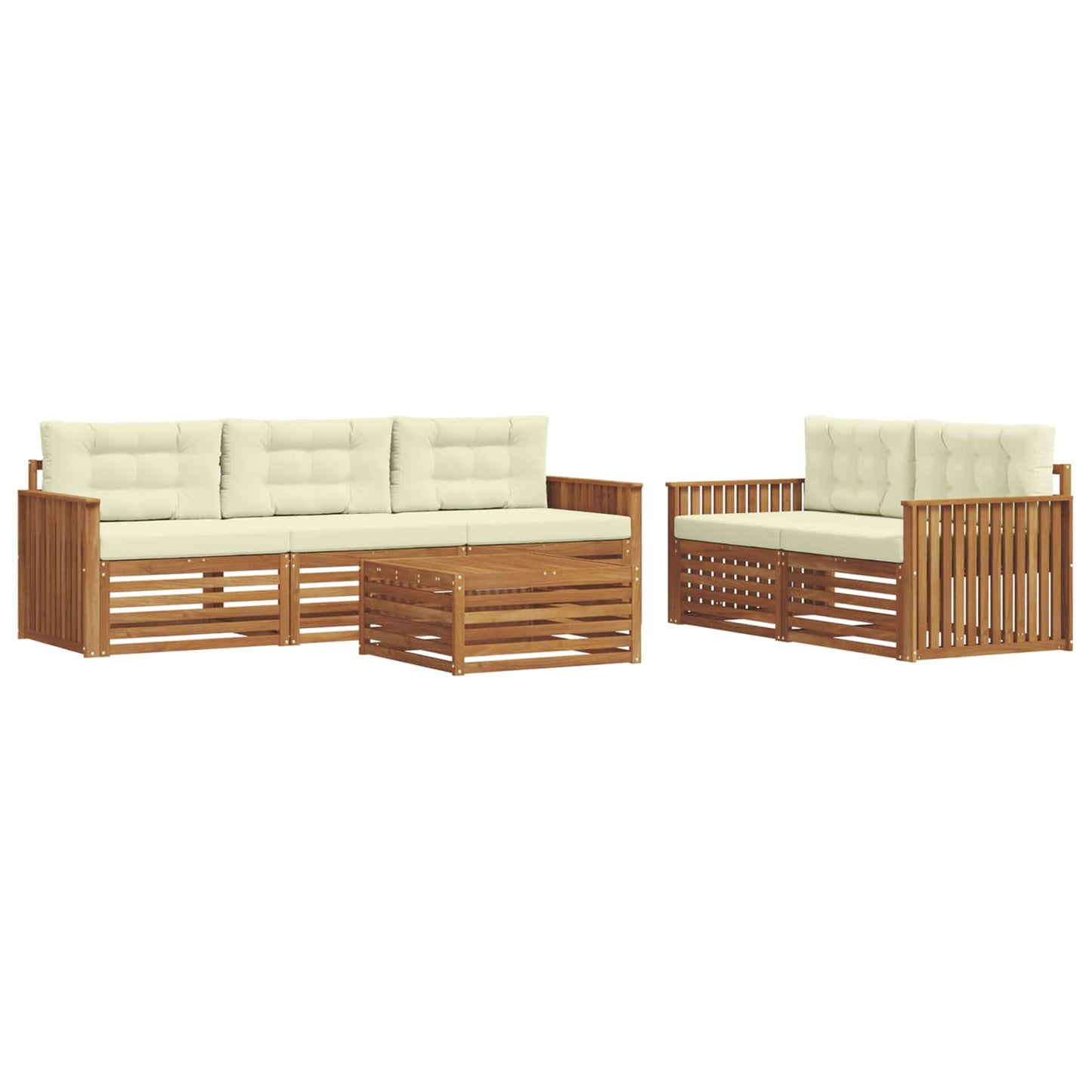 vidaXL Σειρά Καναπέ Εξωτερικού με μαξιλάρι 6 pcs Φυσικό και Κρέμα