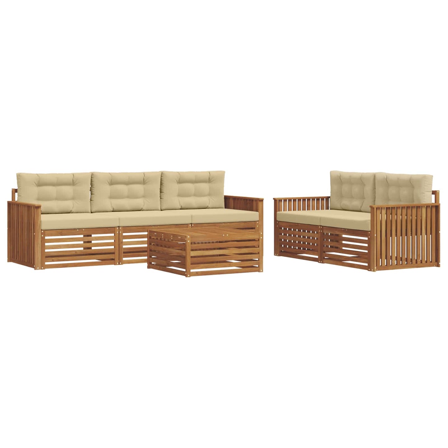 vidaXL Σειρά Καναπέ Εξωτερικού με μαξιλάρι 6 pcs Φυσικό και Μπεζ