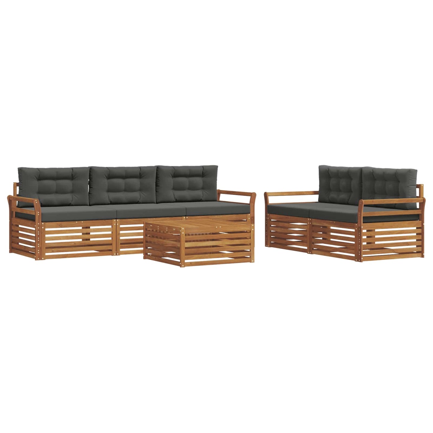 vidaXL Σειρά Καναπέ Εξωτερικού με μαξιλάρι 6 pcs Φυσικό και Ανθρακί