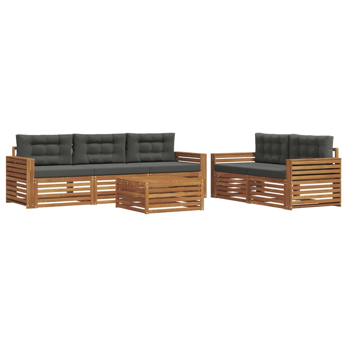 vidaXL Σειρά Καναπέ Εξωτερικού με μαξιλάρι 6 pcs Φυσικό και Ανθρακί