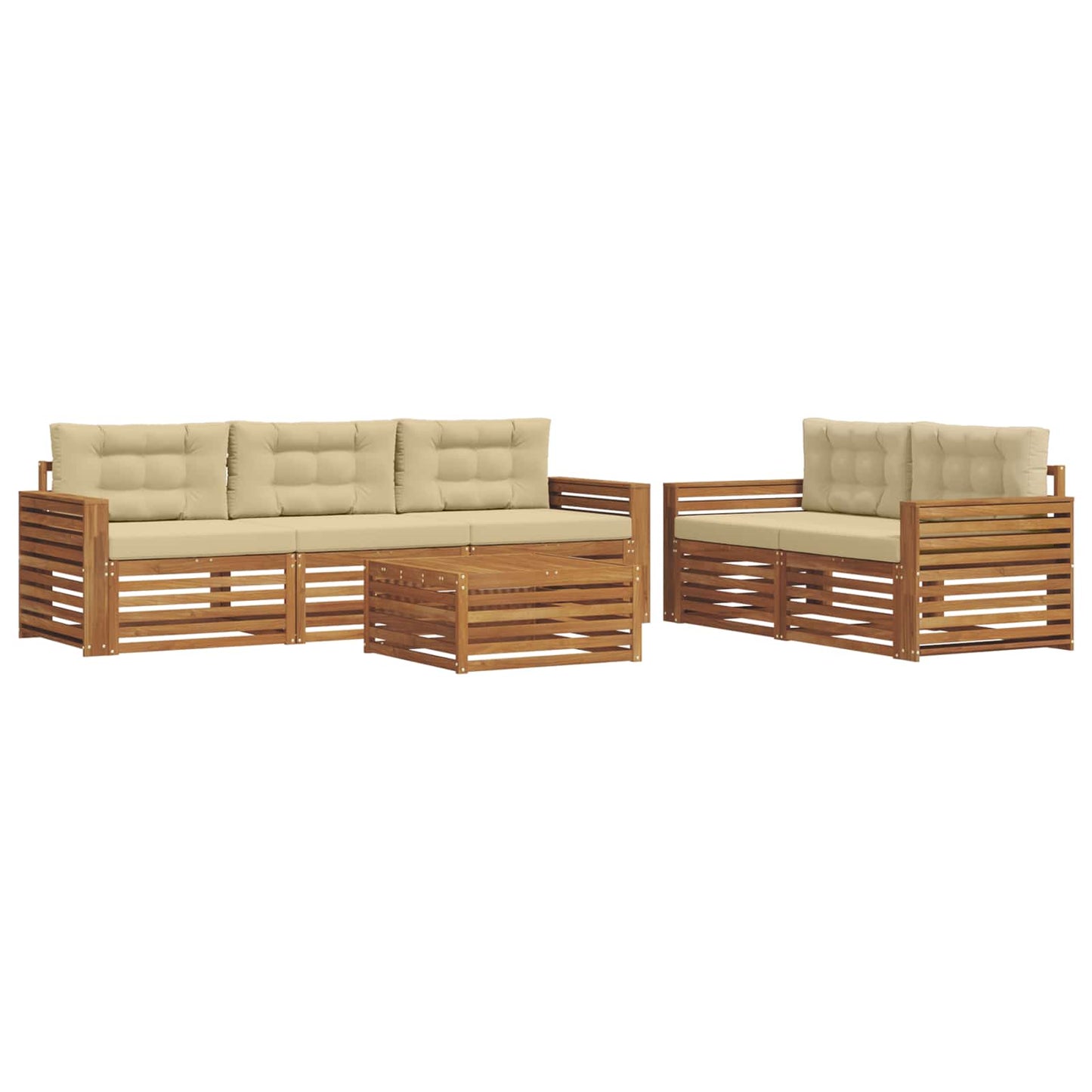 vidaXL Σειρά Καναπέ Εξωτερικού με μαξιλάρι 6 pcs Φυσικό και Μπεζ