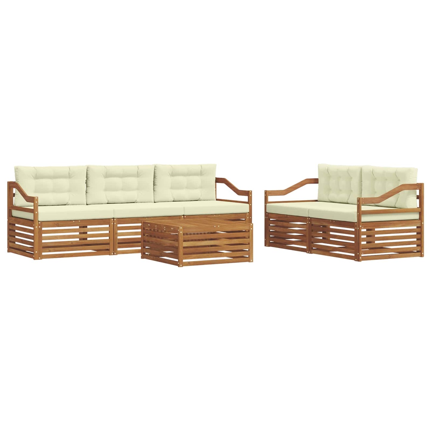 vidaXL Σειρά Καναπέ Εξωτερικού με μαξιλάρι 6 pcs Φυσικό και Κρέμα