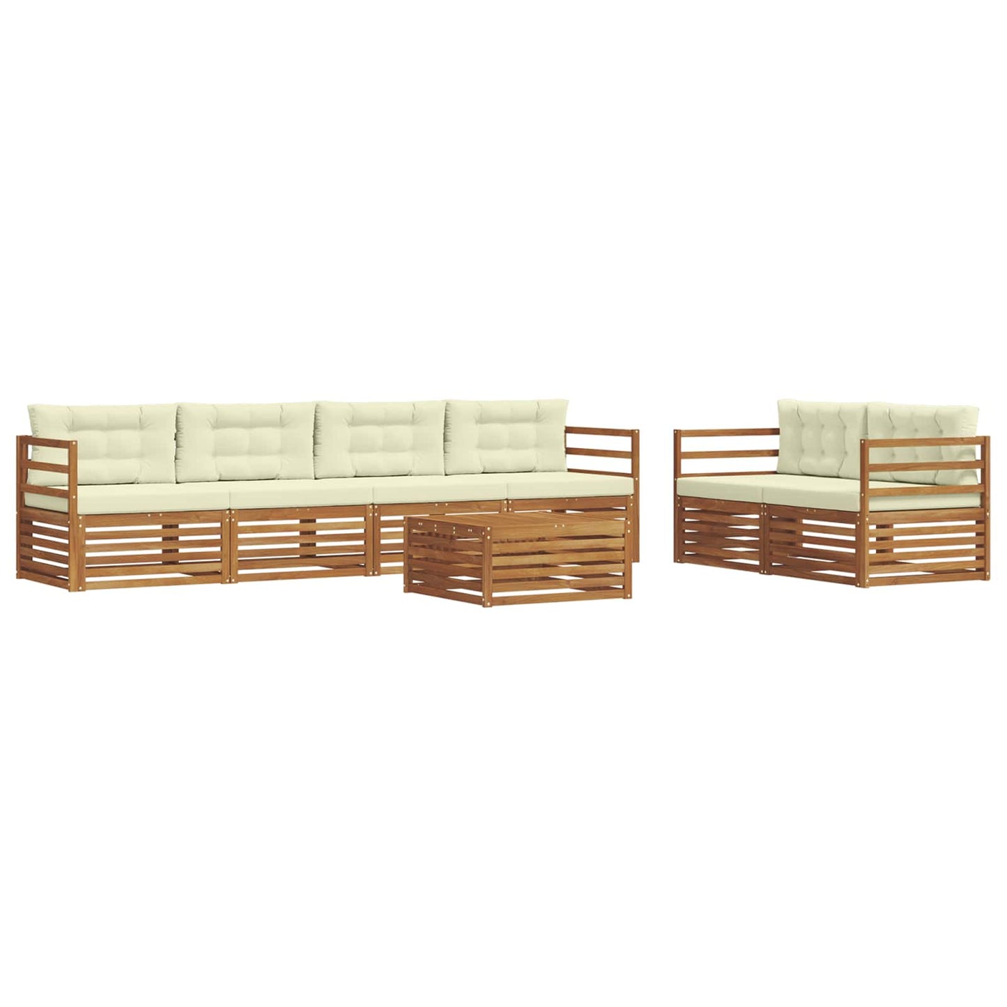 vidaXL Σειρά Καναπέ Εξωτερικού με μαξιλάρι 7 pcs Φυσικό και Κρέμα