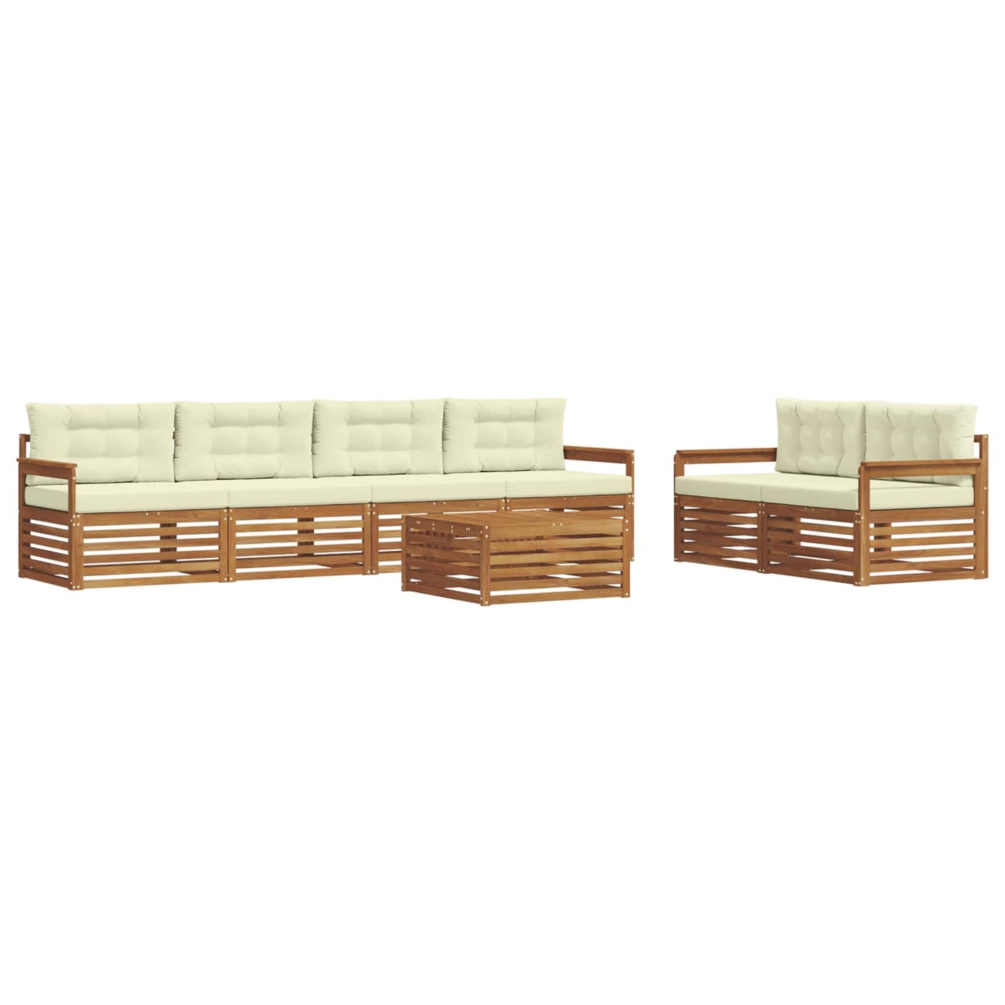vidaXL Σειρά Καναπέ Εξωτερικού με μαξιλάρι 7 pcs Φυσικό και Κρέμα