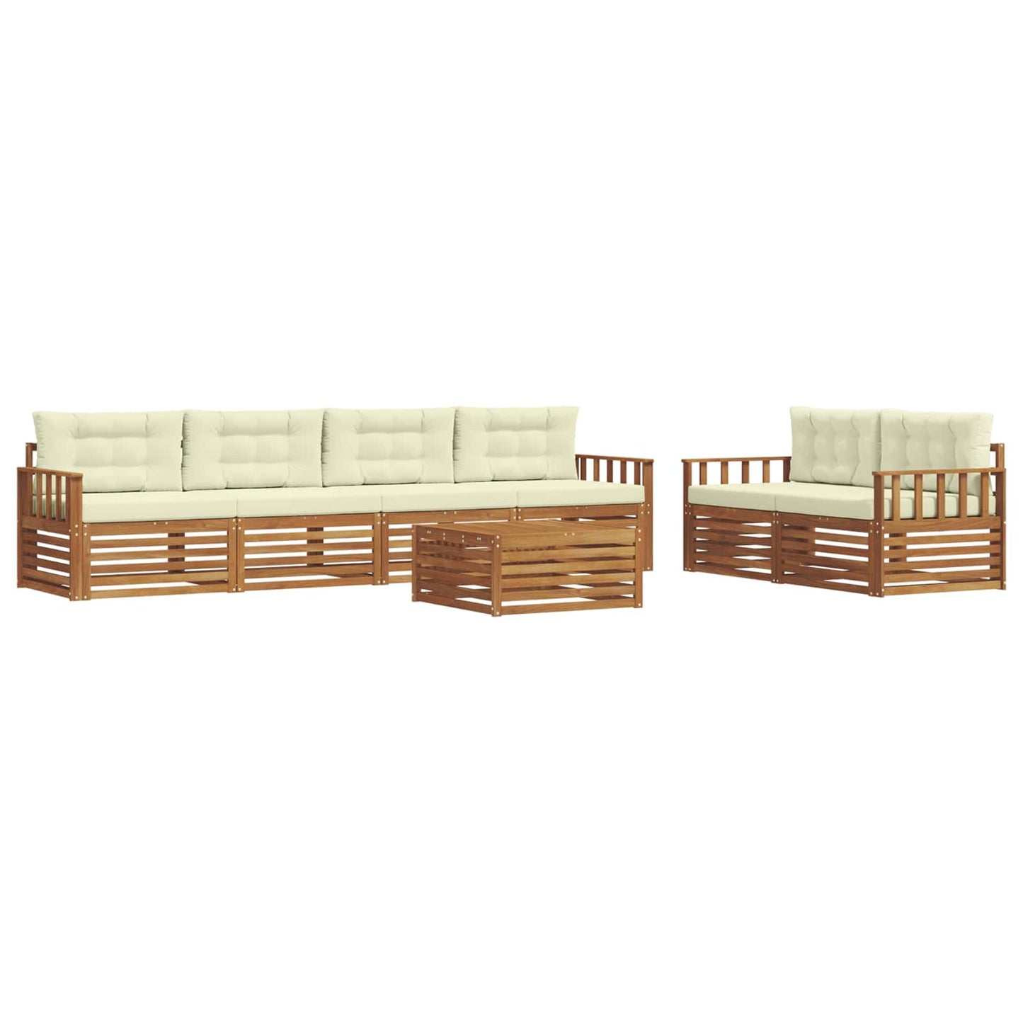 vidaXL Σειρά Καναπέ Εξωτερικού με μαξιλάρι 7 pcs Φυσικό και Κρέμα