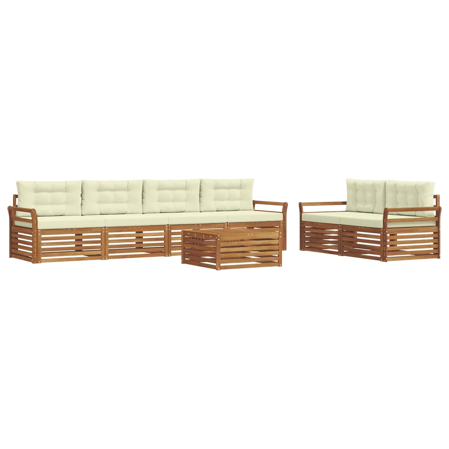 vidaXL Σειρά Καναπέ Εξωτερικού με μαξιλάρι 7 pcs Φυσικό και Κρέμα