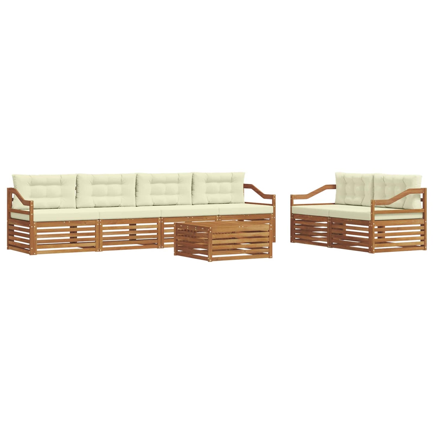 vidaXL Σειρά Καναπέ Εξωτερικού με μαξιλάρι 7 pcs Φυσικό και Κρέμα