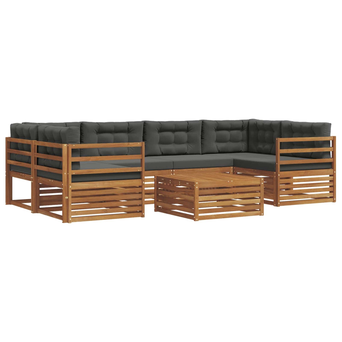 vidaXL Σειρά Καναπέ Εξωτερικού με μαξιλάρι 7 pcs Φυσικό και Ανθρακί