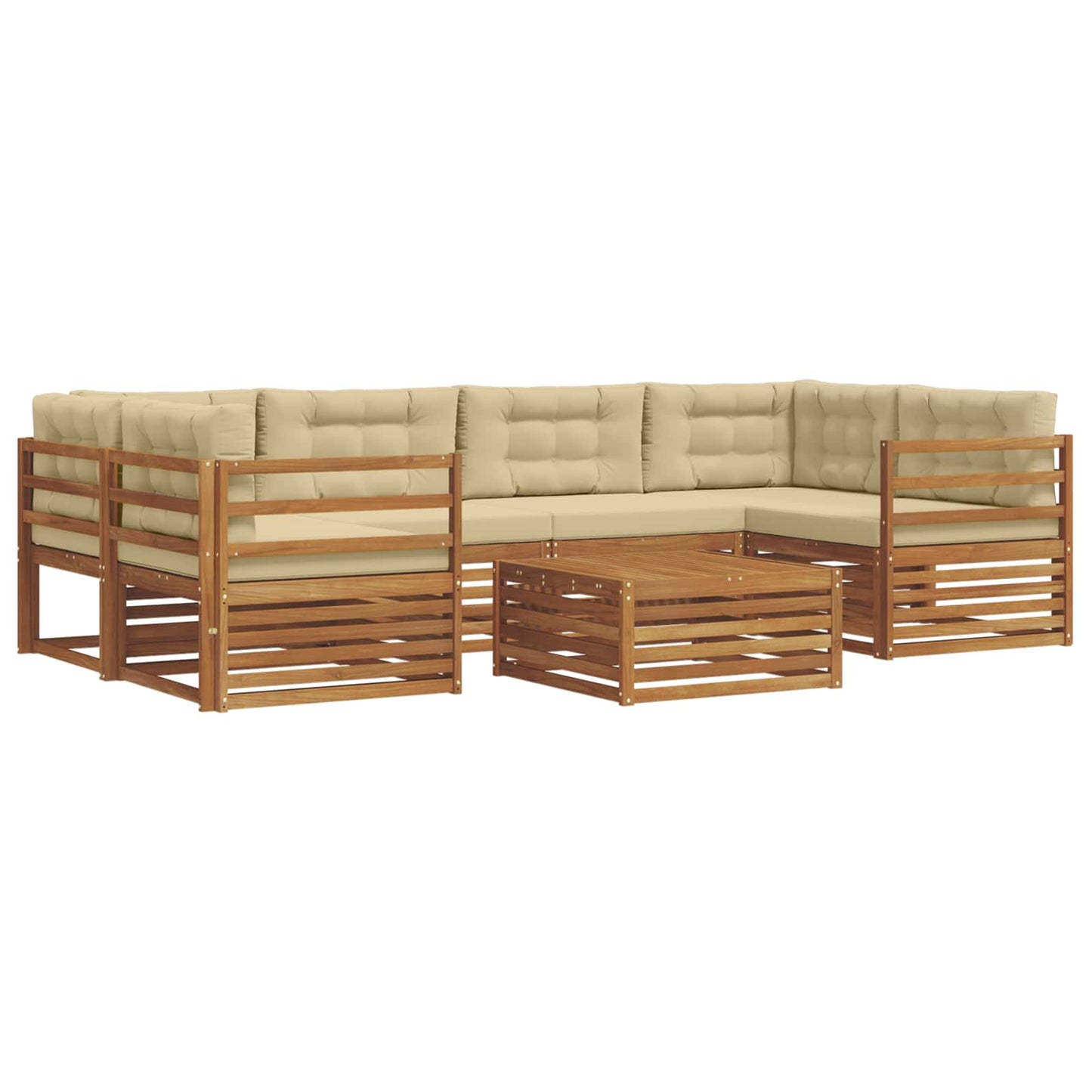 vidaXL Σειρά Καναπέ Εξωτερικού με μαξιλάρι 8 pcs Φυσικό και Μπεζ
