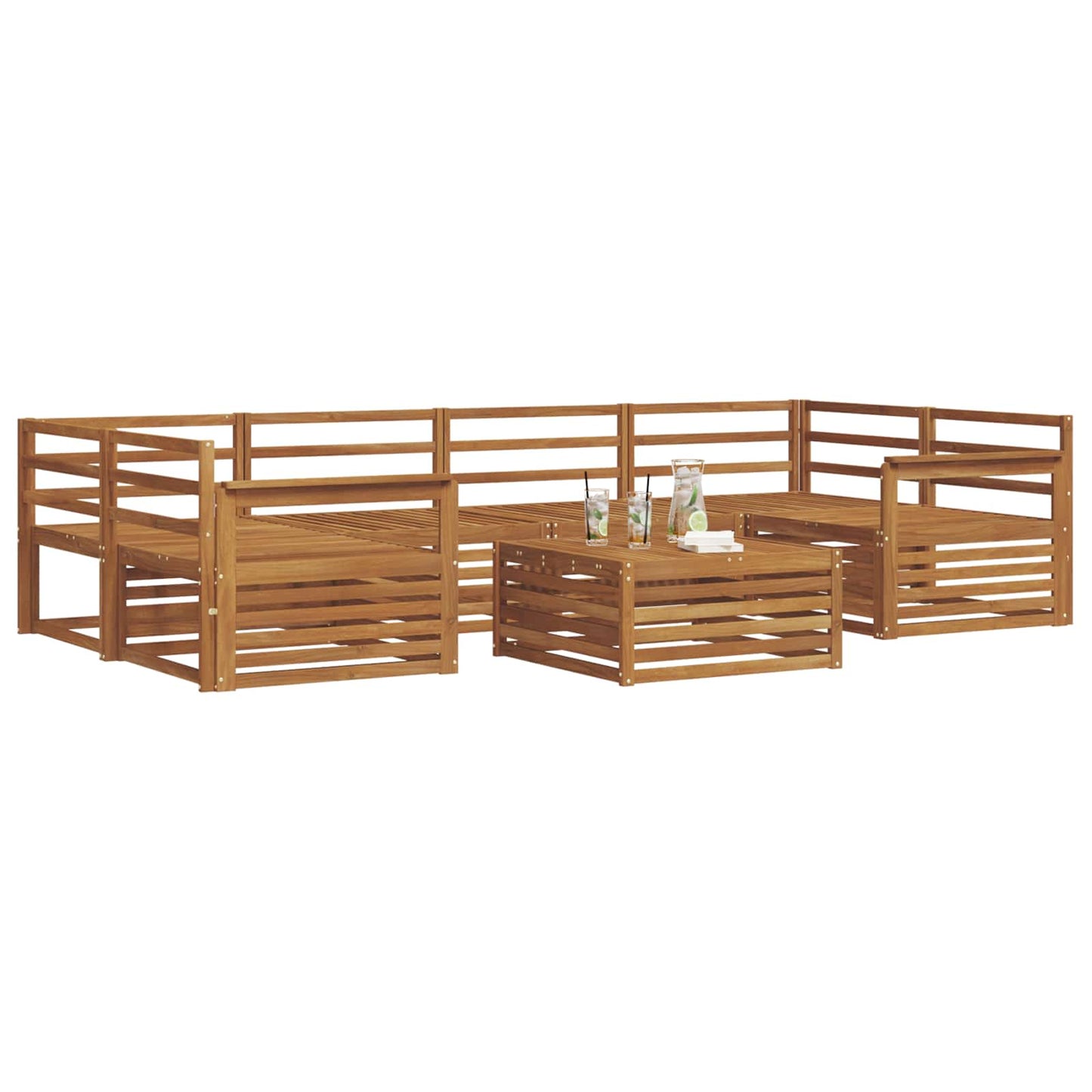 vidaXL Σειρά Καναπέ Εξωτερικού 7 pcs Φυσικό