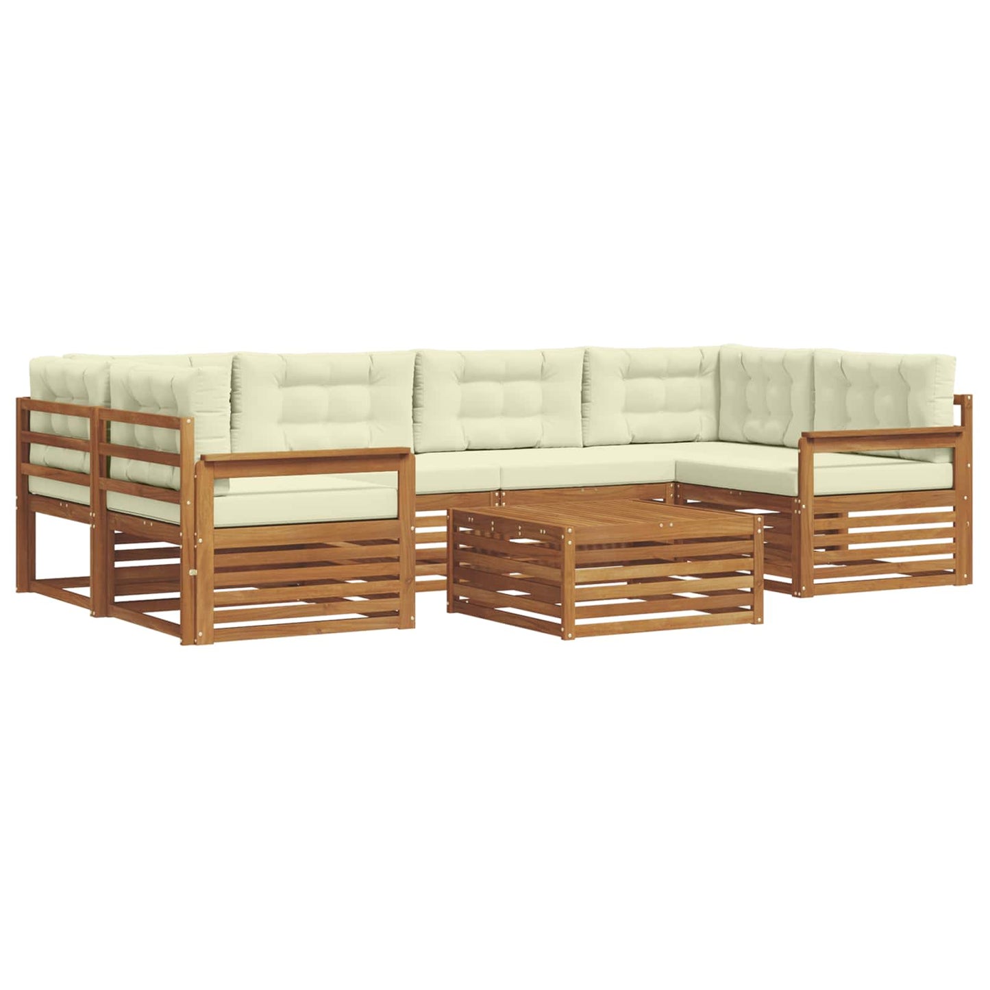 vidaXL Σειρά Καναπέ Εξωτερικού με μαξιλάρι 8 pcs Φυσικό και Κρέμα