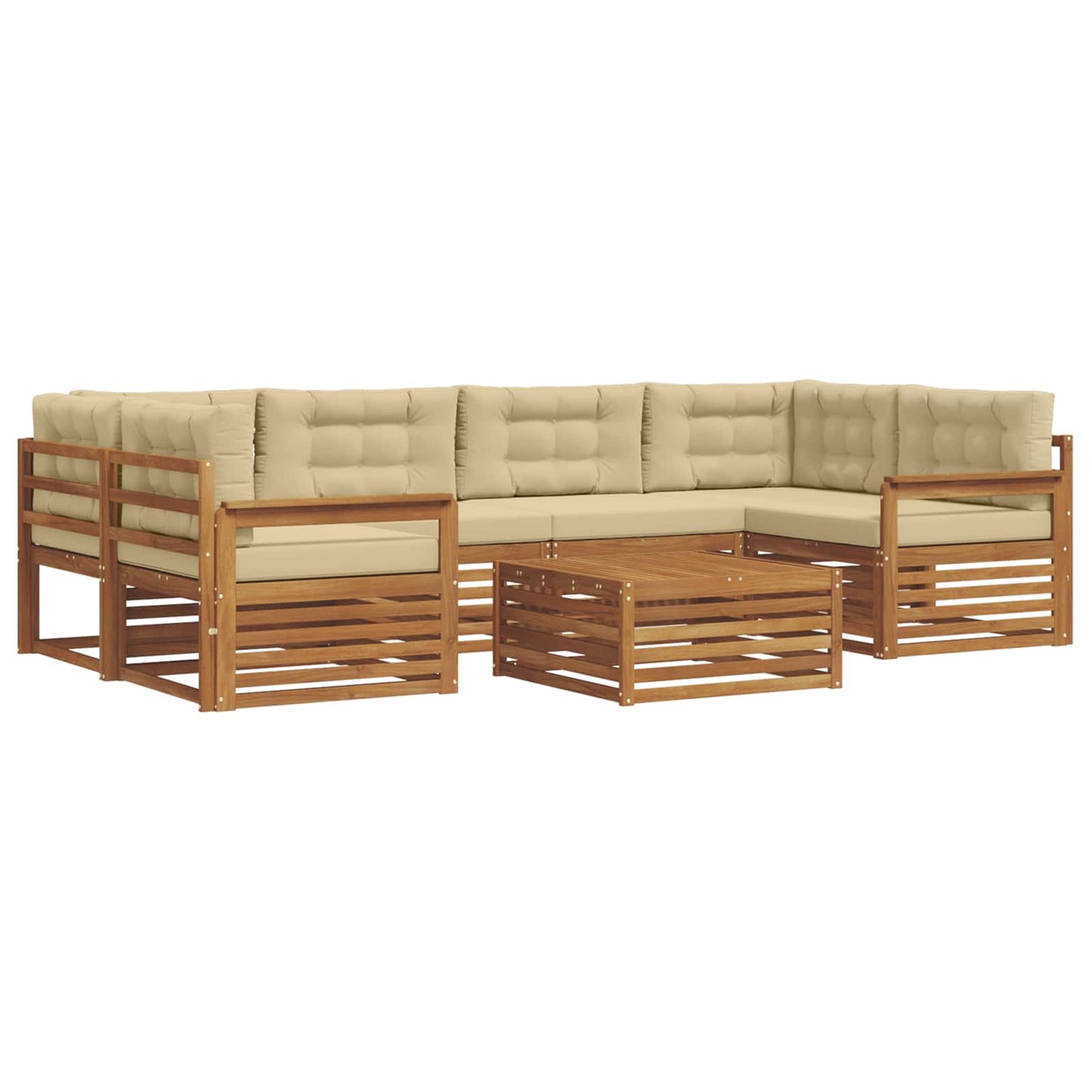 vidaXL Σειρά Καναπέ Εξωτερικού με μαξιλάρι 8 pcs Φυσικό και Μπεζ
