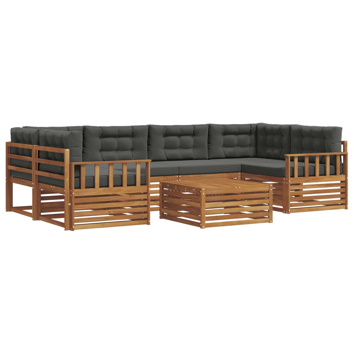 vidaXL Σειρά Καναπέ Εξωτερικού με μαξιλάρι 7 pcs Φυσικό και Ανθρακί
