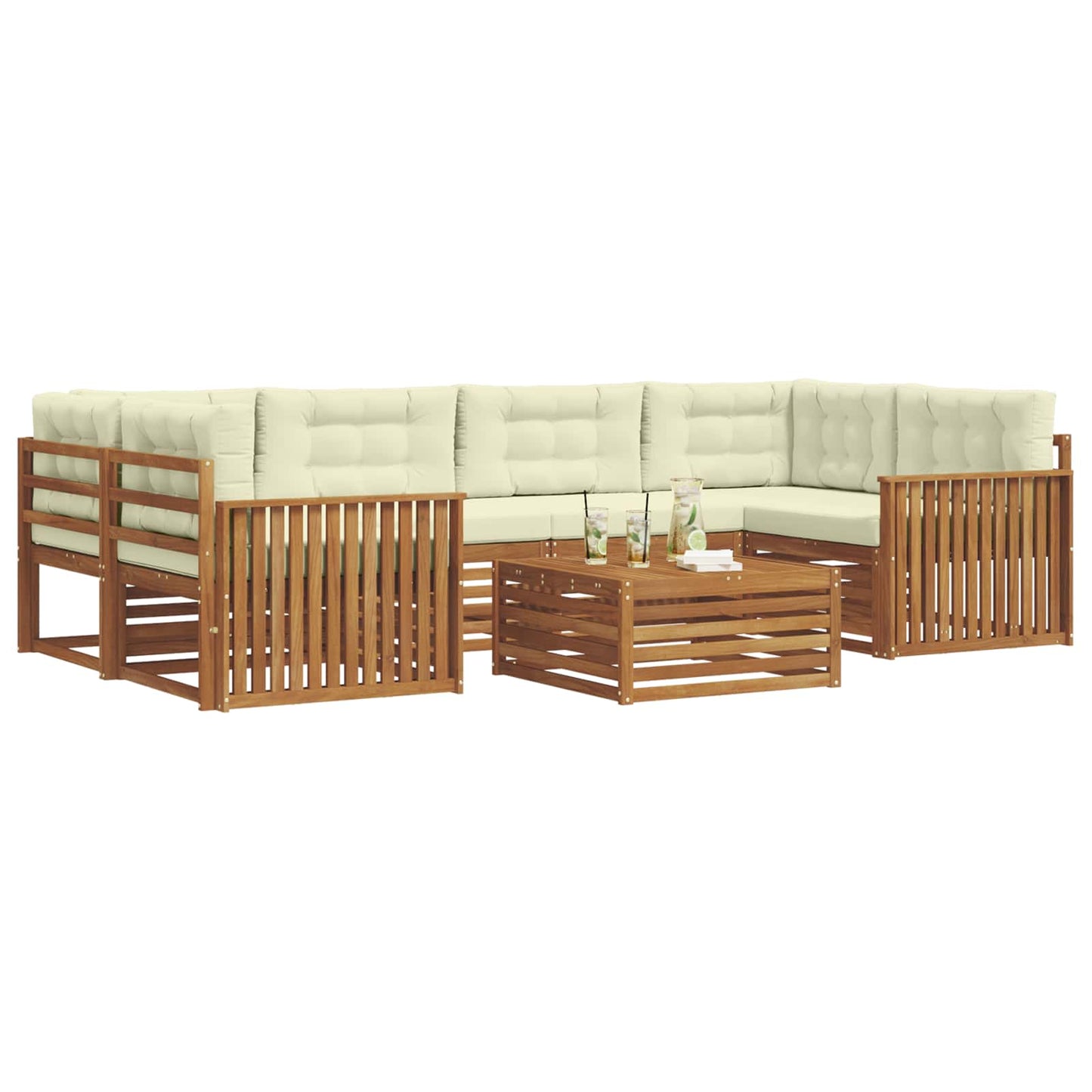vidaXL Σειρά Καναπέ Εξωτερικού με μαξιλάρι 8 pcs Φυσικό και Κρέμα