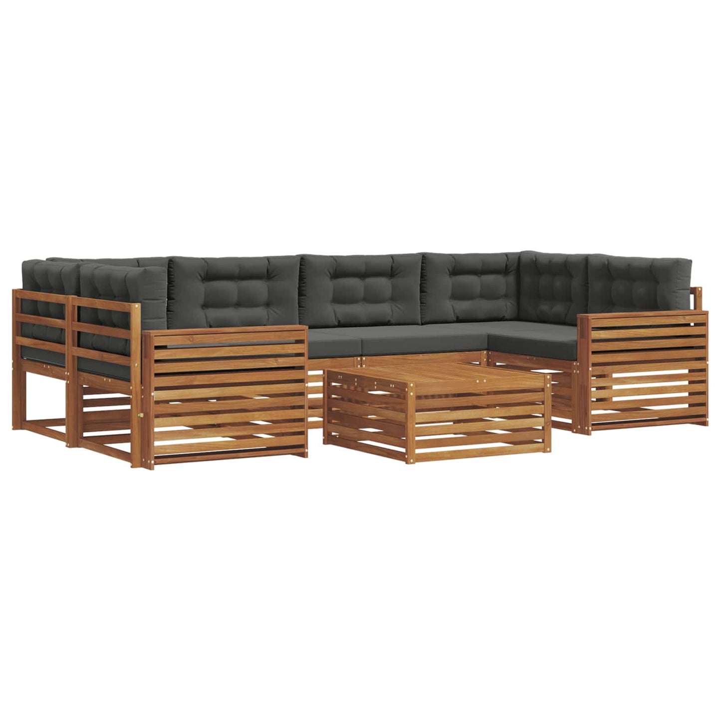 vidaXL Σειρά Καναπέ Εξωτερικού με μαξιλάρι 7 pcs Φυσικό και Ανθρακί
