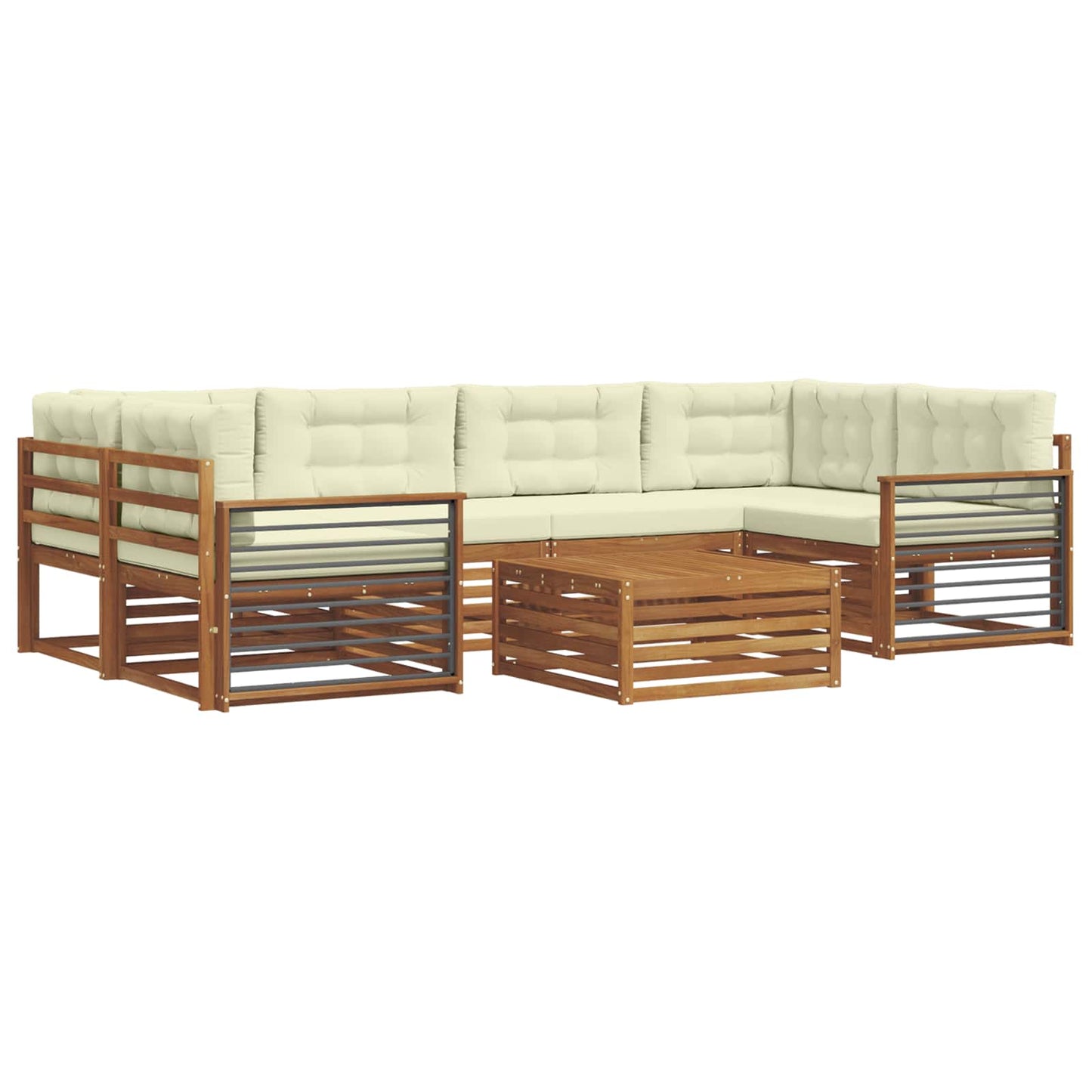 vidaXL Σειρά Καναπέ Εξωτερικού με μαξιλάρι 8 pcs Φυσικό και Κρέμα