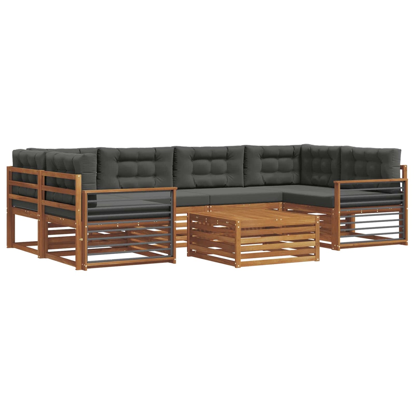 vidaXL Σειρά Καναπέ Εξωτερικού με μαξιλάρι 7 pcs Φυσικό και Ανθρακί