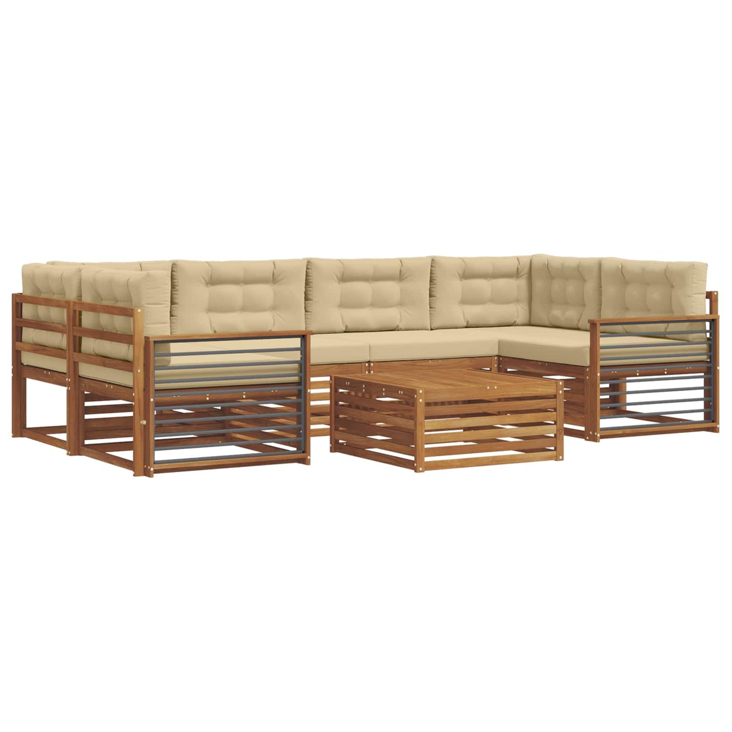 vidaXL Σειρά Καναπέ Εξωτερικού με μαξιλάρι 8 pcs Φυσικό και Μπεζ