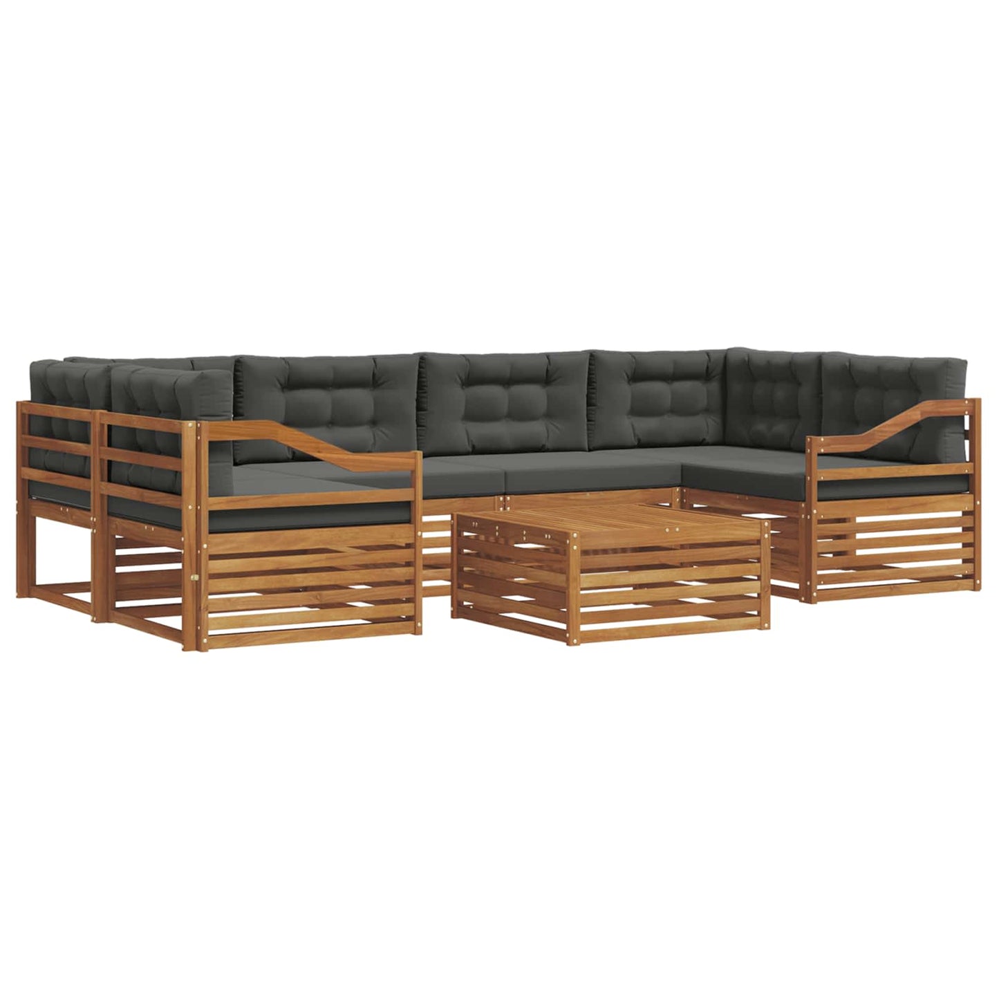 vidaXL Σειρά Καναπέ Εξωτερικού με μαξιλάρι 7 pcs Φυσικό και Ανθρακί