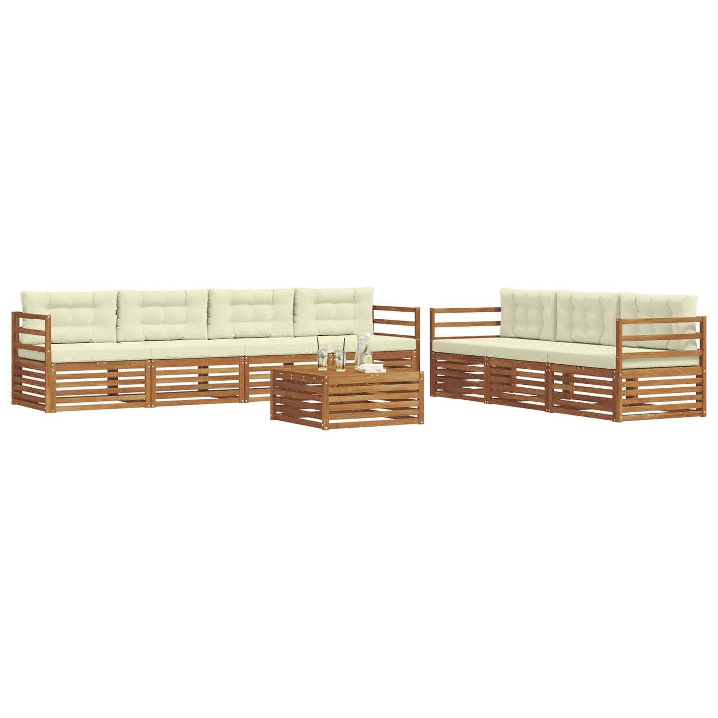 vidaXL Σειρά Καναπέ Εξωτερικού με μαξιλάρι 8 pcs Φυσικό και Κρέμα