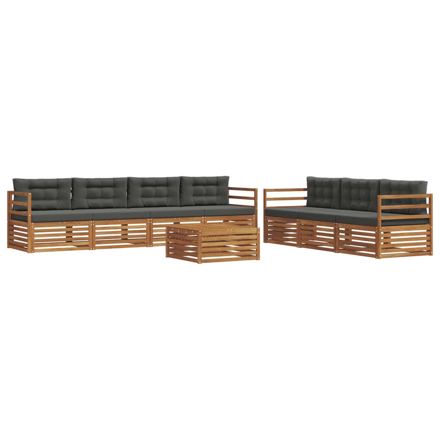vidaXL Σειρά Καναπέ Εξωτερικού με μαξιλάρι 8 pcs Φυσικό και Ανθρακί