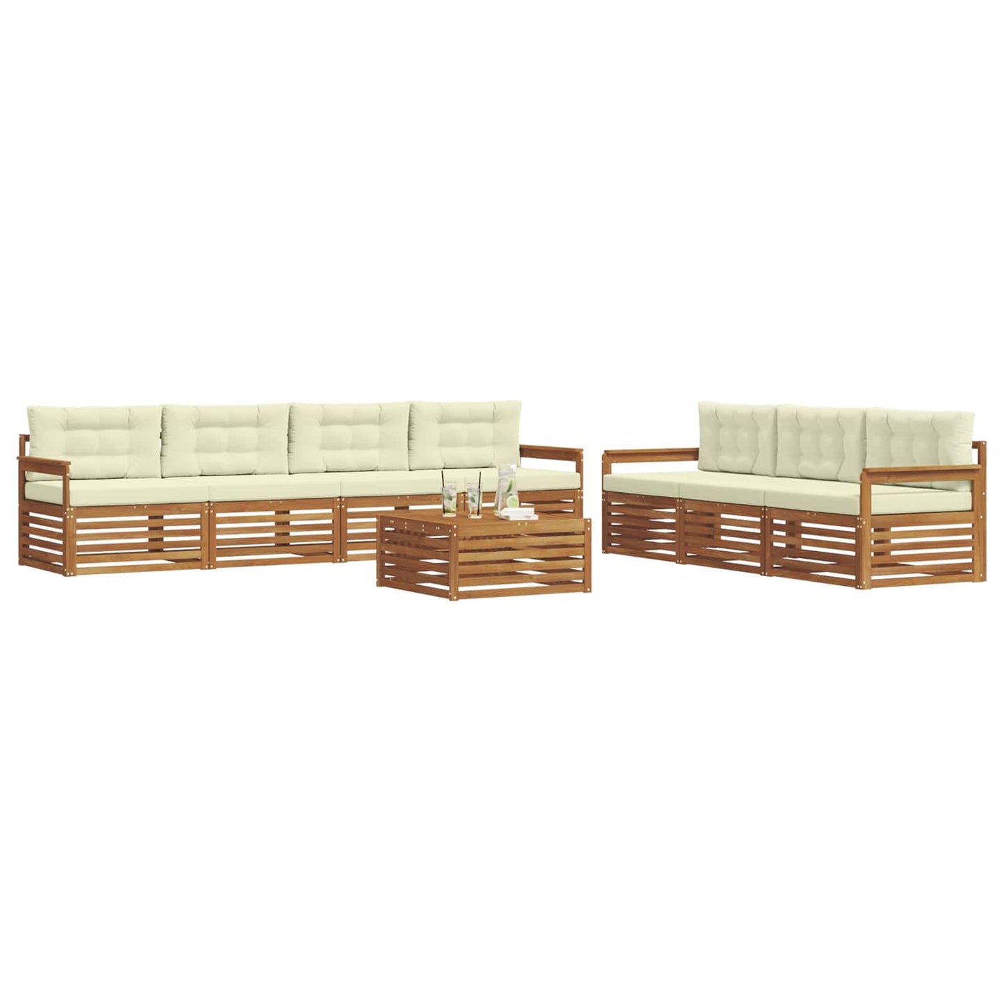 vidaXL Σειρά Καναπέ Εξωτερικού με μαξιλάρι 8 pcs Φυσικό και Κρέμα
