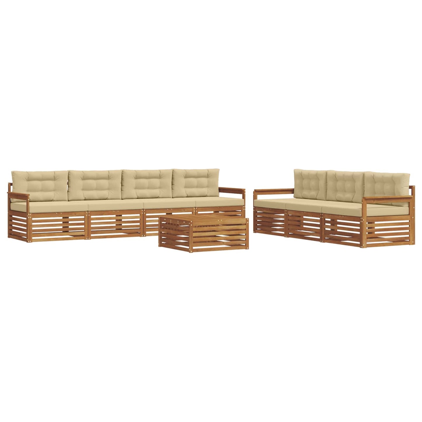 vidaXL Σειρά Καναπέ Εξωτερικού με μαξιλάρι 8 pcs Φυσικό και Μπεζ