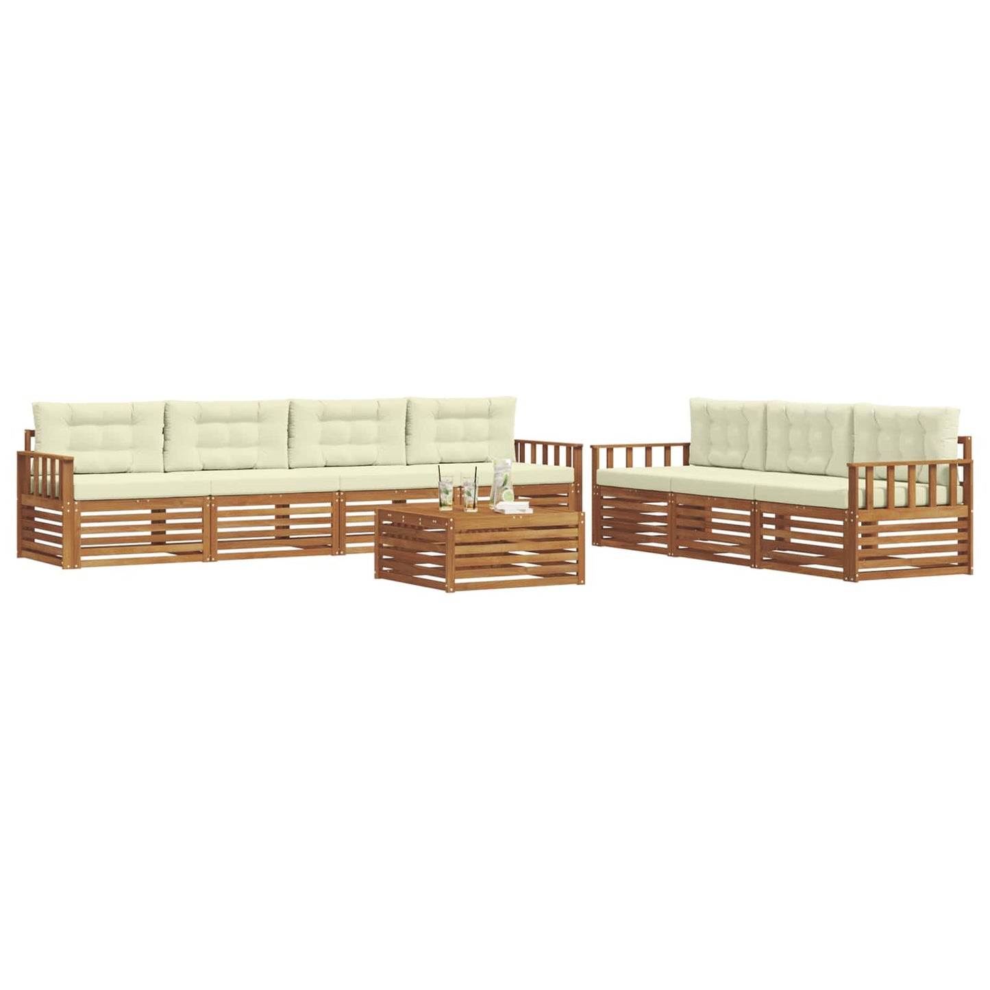 vidaXL Σειρά Καναπέ Εξωτερικού με μαξιλάρι 8 pcs Φυσικό και Κρέμα