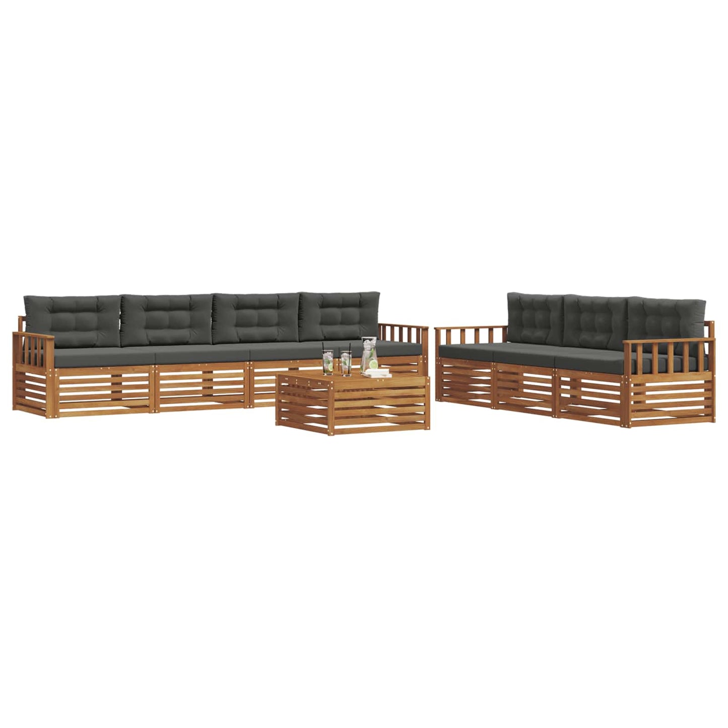 vidaXL Σειρά Καναπέ Εξωτερικού με μαξιλάρι 8 pcs Φυσικό και Ανθρακί
