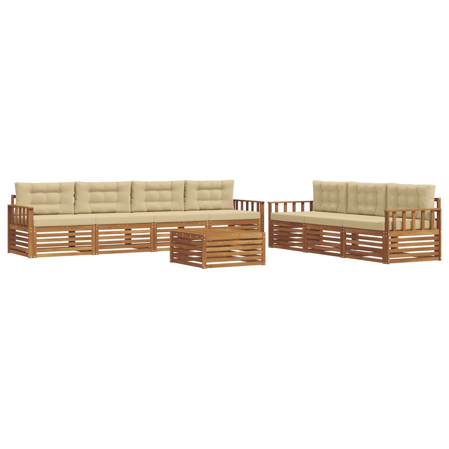 vidaXL Σειρά Καναπέ Εξωτερικού με μαξιλάρι 8 pcs Φυσικό και Μπεζ
