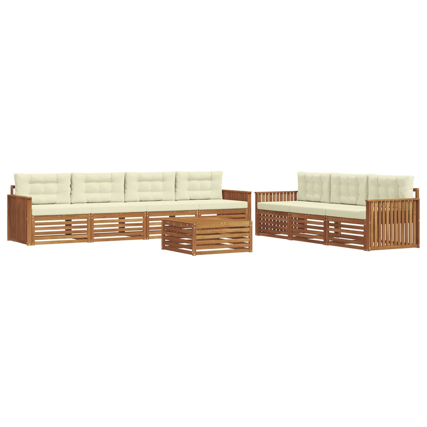 vidaXL Σειρά Καναπέ Εξωτερικού με μαξιλάρι 8 pcs Φυσικό και Κρέμα