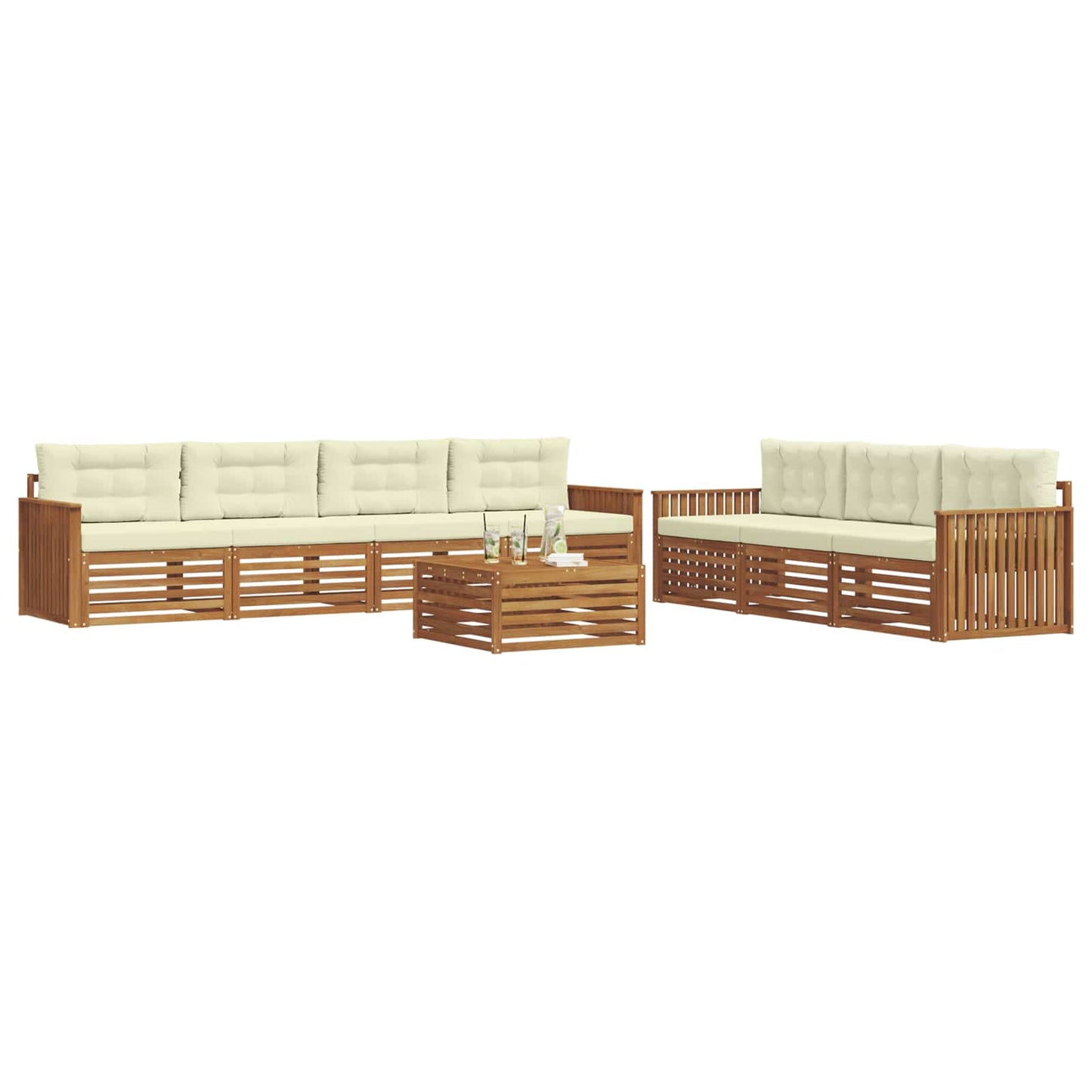 vidaXL Σειρά Καναπέ Εξωτερικού με μαξιλάρι 8 pcs Φυσικό και Κρέμα