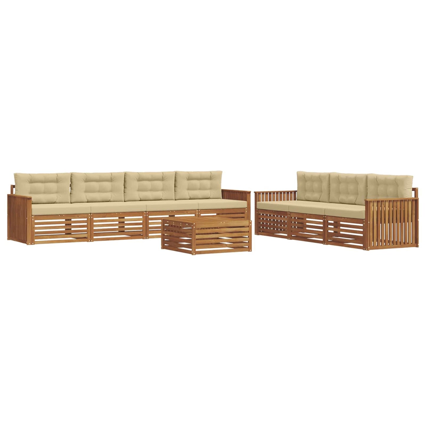 vidaXL Σειρά Καναπέ Εξωτερικού με μαξιλάρι 8 pcs Φυσικό και Μπεζ
