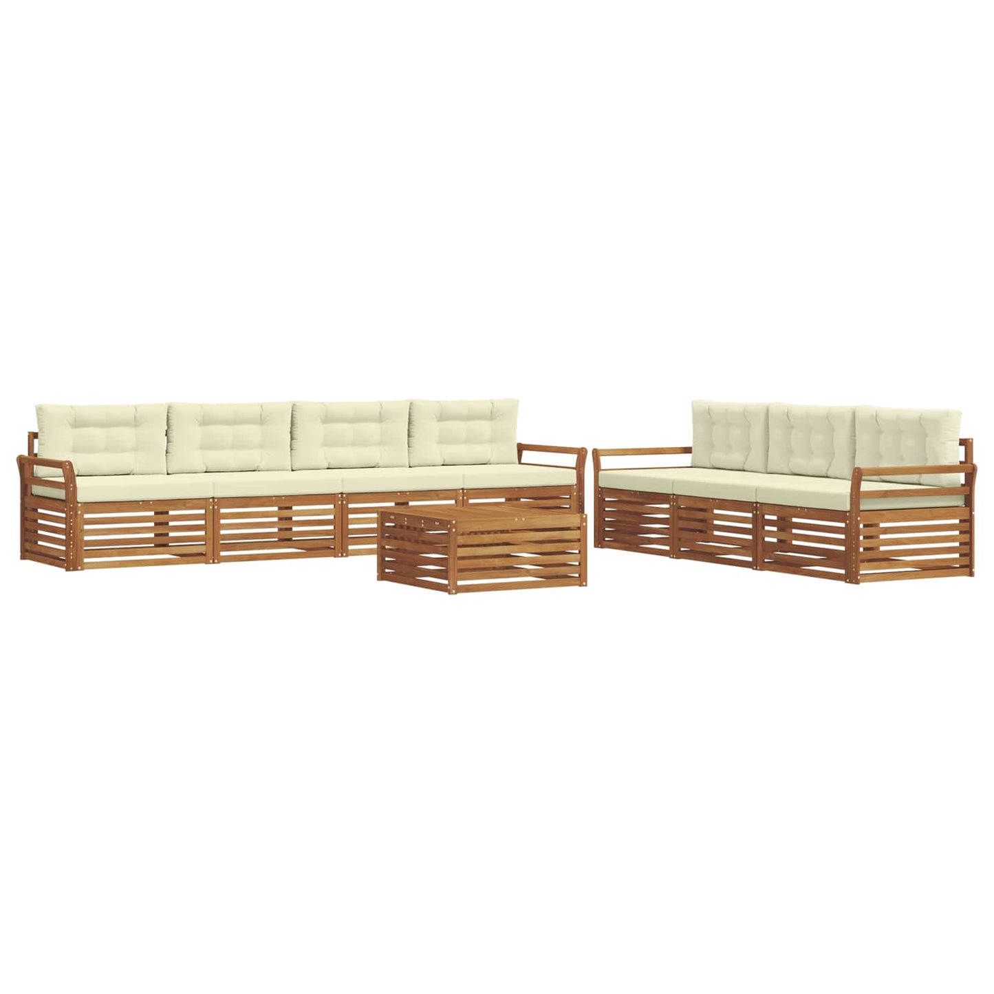 vidaXL Σειρά Καναπέ Εξωτερικού με μαξιλάρι 8 pcs Φυσικό και Κρέμα