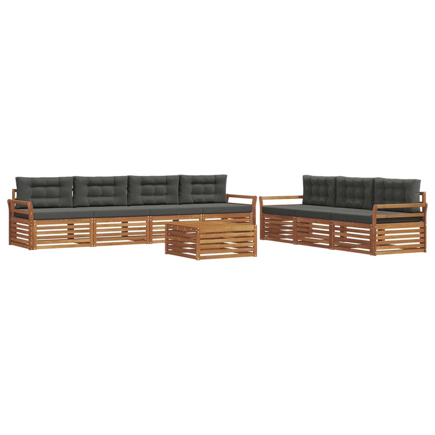 vidaXL Σειρά Καναπέ Εξωτερικού με μαξιλάρι 8 pcs Φυσικό και Ανθρακί