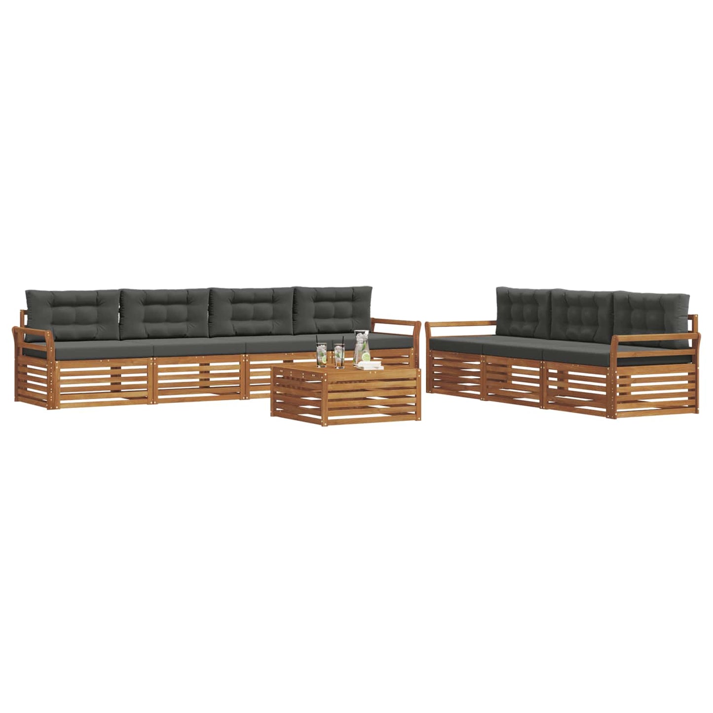 vidaXL Σειρά Καναπέ Εξωτερικού με μαξιλάρι 8 pcs Φυσικό και Ανθρακί