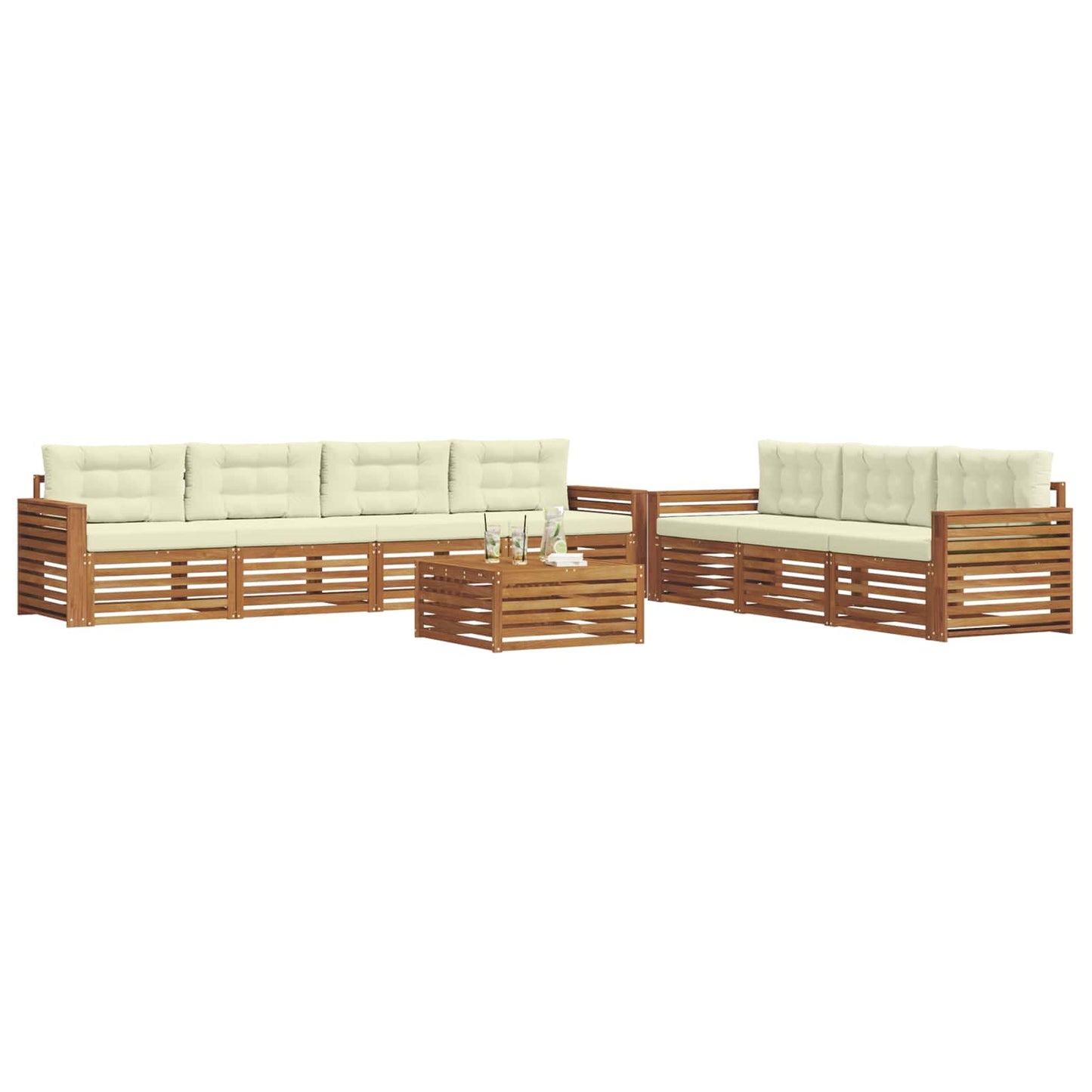 vidaXL Σειρά Καναπέ Εξωτερικού με μαξιλάρι 8 pcs Φυσικό και Κρέμα