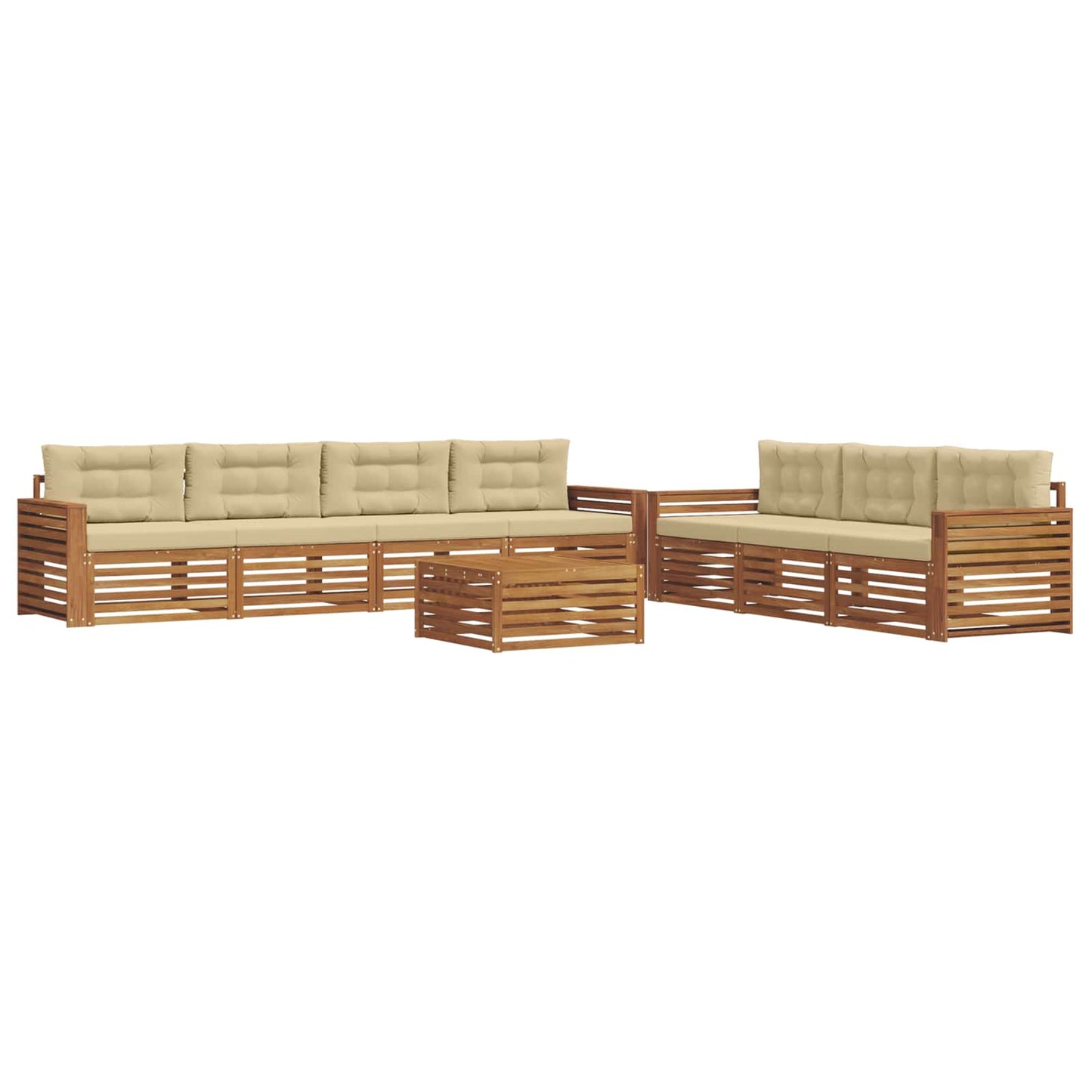 vidaXL Σειρά Καναπέ Εξωτερικού με μαξιλάρι 8 pcs Φυσικό και Μπεζ
