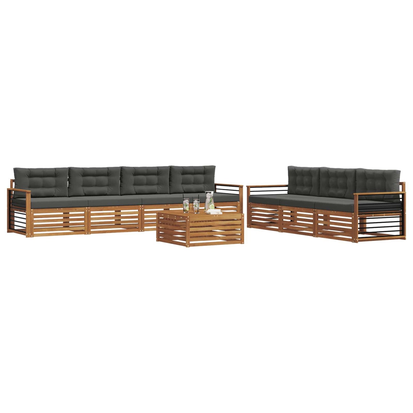 vidaXL Σειρά Καναπέ Εξωτερικού με μαξιλάρι 8 pcs Φυσικό και Ανθρακί