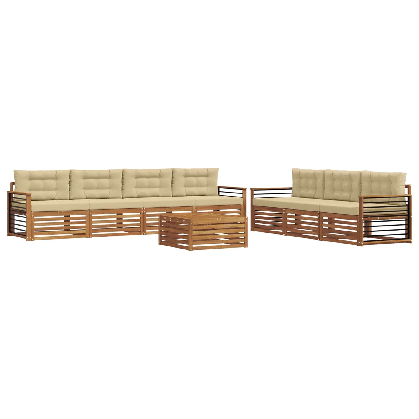 vidaXL Σειρά Καναπέ Εξωτερικού με μαξιλάρι 8 pcs Φυσικό και Μπεζ