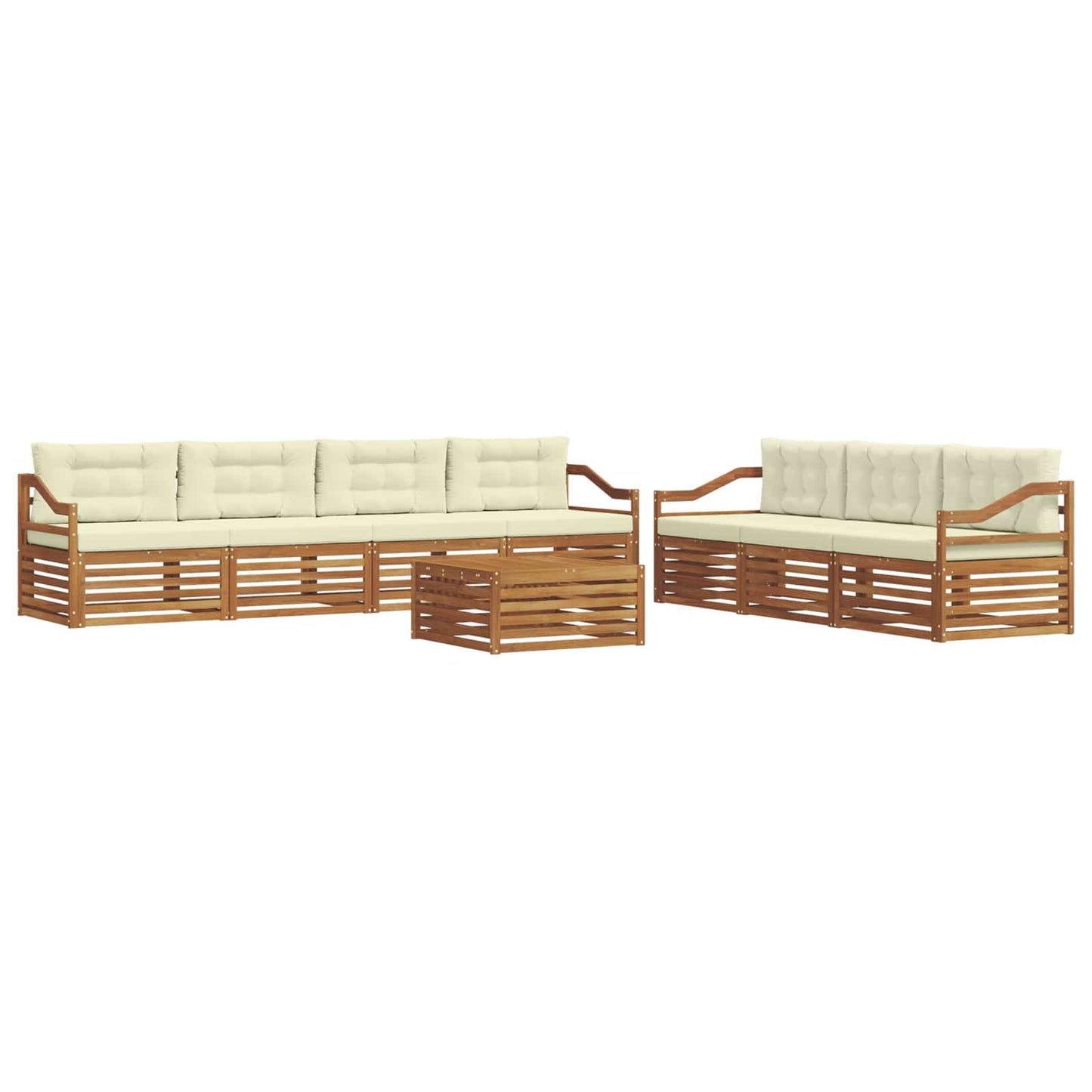 vidaXL Σειρά Καναπέ Εξωτερικού με μαξιλάρι 8 pcs Φυσικό και Κρέμα