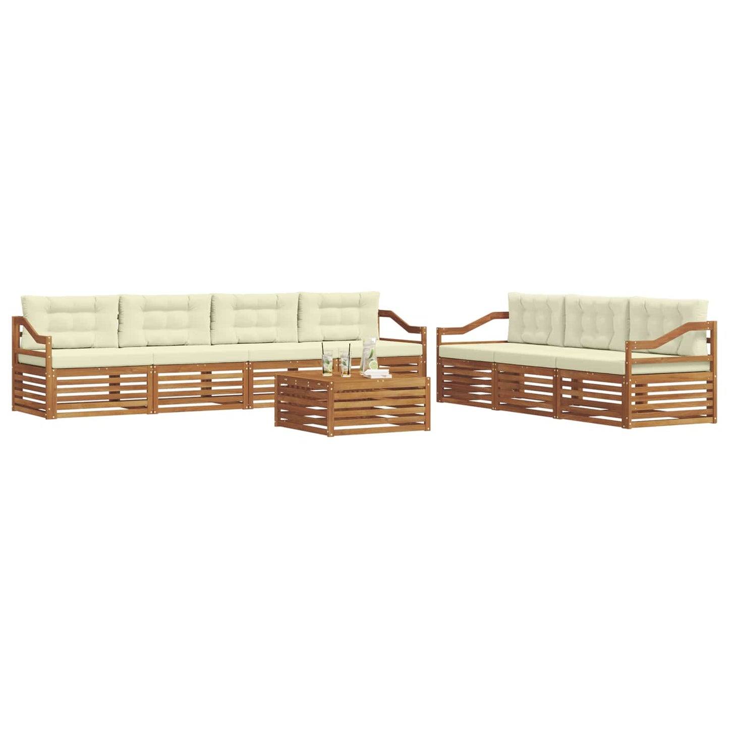 vidaXL Σειρά Καναπέ Εξωτερικού με μαξιλάρι 8 pcs Φυσικό και Κρέμα
